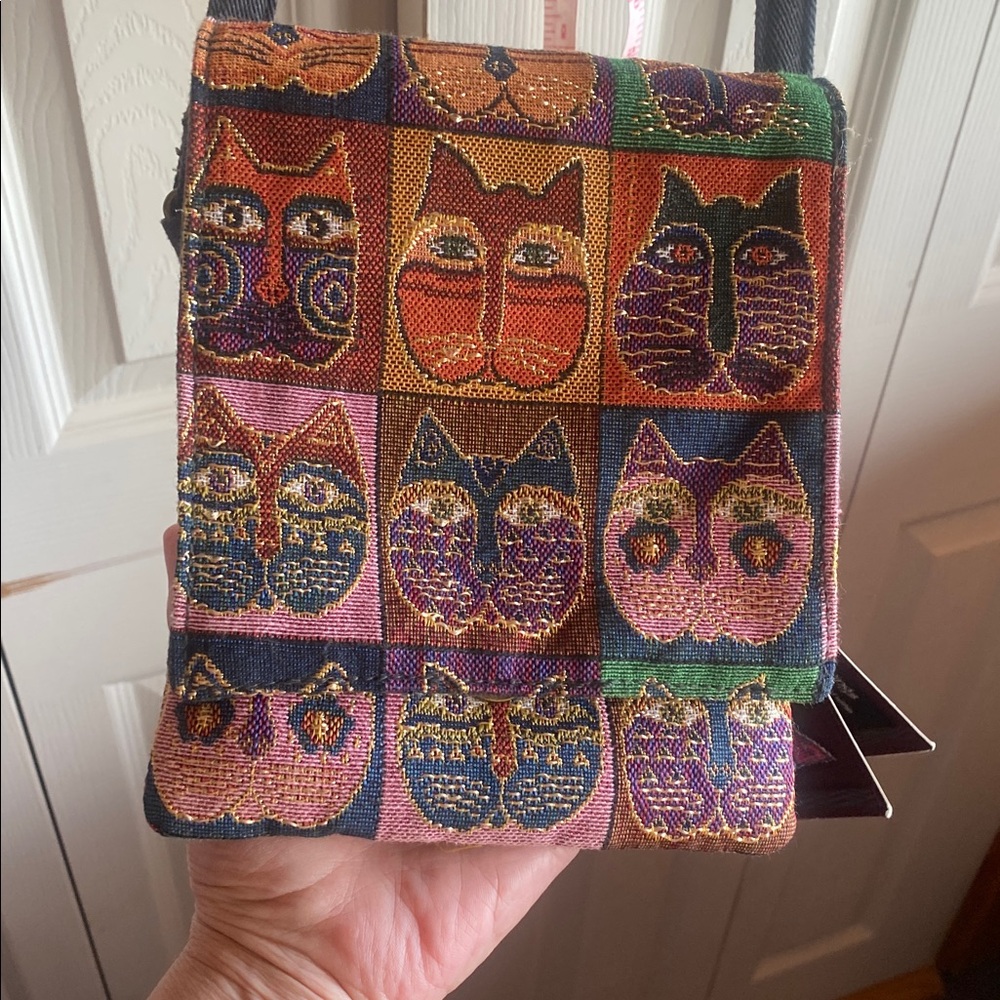 Laurel Burch NWT Tapestry Cat 🐈 Print 6” x 8” Lined Crossbody Bag - Picture 6 of 13